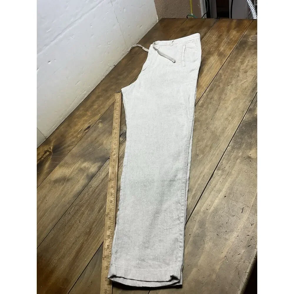 Porter & Ash Pants Mens Size 34 Beige Pleated Linen Blend Drawstring Tapered $88